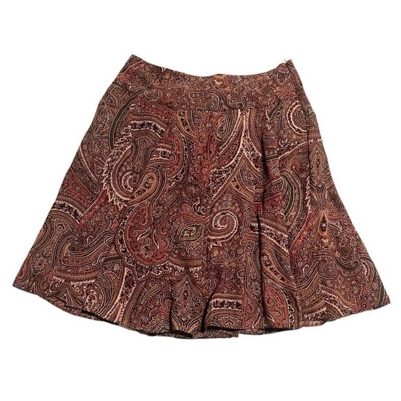 Chaps Skirt Womens Size 10 Brown Paisley Pull On Zip Side A Line Midi Boho - Picture 1 of 7